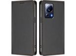 Custodia In Pelle Per Xiaomi 13 Lite, Flip Case Magnetico In Finto Cuoio Con Supporto Nero