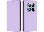 Custodia In Pelle Per Xiaomi Redmi Note 15 Pro+, Custodia Flip Magnetica In Finto Cuoio Con Supporto Viola Chiaro