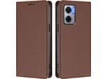 Custodia In Pelle Per Xiaomi Poco M5/M4 5G/Redmi 10 5G, Flip Case Magnetico In Finto Cuoio Con Supporto Brown