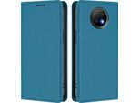 Custodia Per Xiaomi Redmi Note 9T, Flip Cover In Finto Cuoio Antiurto Magnetica Con Supporto Blu
