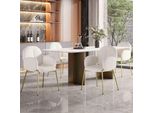 Set Di 4 Sedie Da Sala Da Pranzo Merax Con Gambe Color Oro, Bracciolo, Sedia Da Sala Da Pranzo, Sedia Imbottita Teddy, Sedie Da Cucina, Sedia Lounge, Sedia Da Toilette, Beige