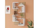 Set Di 2 Mensole Sospese 'Omn' 93 X 24 X 15 Cm Con 4 Ripiani Ciascuna Bianco / Effetto Legno