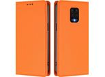 Custodia Per Xiaomi Redmi Note 9S/ 9 Pro/ 9 Pro Max, Flip Cover In Finto Cuoio Antiurto Magnetica Con Supporto Arancione
