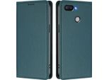 Custodia Per Xiaomi Redmi 6/Redmi 6A, Flip Cover In Finto Cuoio Antiurto Magnetica Con Supporto Verde