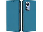 Custodia Per Xiaomi 12 Pro / 12S Pro, Flip Cover In Finto Cuoio Antiurto Magnetica Con Supporto Blu