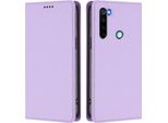 Custodia Per Xiaomi Redmi Note 8, Flip Cover In Finto Cuoio Antiurto E Magnetica Con Supporto Viola