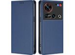 Custodia In Pelle Per Zte Nubia Z70 Ultra/Z70S Ultra, Custodia Flip Magnetica In Finto Cuoio Con Supporto Blu Scuro