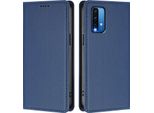 Custodia Per Xiaomi Poco M3/Redmi 9T, Flip Cover In Finto Cuoio Antiurto Magnetica Con Supporto Blu Scuro