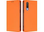 Custodia In Pelle Per Xiaomi Mi CC9 / Mi 9 Lite, Custodia Magnetica In Finto Cuoio Con Supporto Arancione