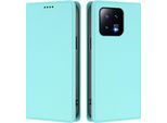 Custodia Per Xiaomi 13, Flip Cover In Finto Cuoio Antiurto Magnetica Con Supporto Turchese
