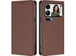 Custodia Per Xiaomi 17 Pro Max, Flip Cover In Finto Cuoio Antiurto E Magnetica Con Supporto Marrone