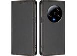 Custodia Per Xiaomi 13 Ultra, Flip Cover In Finto Cuoio Antiurto E Magnetica Con Supporto Nero