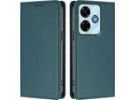 Custodia In Pelle Per Xiaomi Redmi 13 4G, Custodia Magnetica In Finto Cuoio Con Supporto Verde