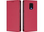 Custodia In Pelle Per Xiaomi Redmi Note 9S/ 9 Pro/ 9 Pro Max, Flip Case Magnetico In Finto Cuoio Con Supporto Rosso