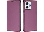 Custodia In Pelle Per Xiaomi Poco M6 Pro 5G/Redmi 12 4G/5G, Custodia Flip Magnetica In Finto Cuoio Con Supporto Viola