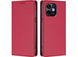 Custodia In Pelle Per Ulefone Note 16 Pro, Flip Case Magnetico In Finto Cuoio Con Supporto Rosso