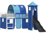 Vidaxl Letto A Soppalco Per Bambini Bianco E Blu 90 X 200 Cm Metallo