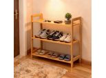 Fch Scarpiera A 3 Livelli, Panca Per Scarpe In Bambù, Per Corridoio, Bagno, Soggiorno, 68 X 25 X 51,5 Cm