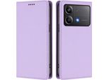 Custodia In Pelle Per Xiaomi Poco X6 Neo, Custodia Magnetica In Finto Cuoio Flip Con Supporto Viola Chiaro