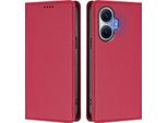Custodia Per Xiaomi Poco F7/Redmi Turbo 4 Pro, Flip Cover In Finto Cuoio Antiurto Magnetica Con Supporto Rosso
