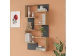 Set Di 2 Mensole Sospese 'Omn' 93 X 24 X 15 Cm Con 4 Ripiani Ciascuna Effetto Legno / Antracite