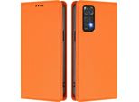 Custodia In Pelle Per Xiaomi Redmi Note 11S/Note 11 4G, Custodia Magnetica In Finto Cuoio Flip Con Supporto Arancione