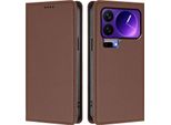 Custodia Per Telefono Cellulare Per Xiaomi 17 Pro, Flip Cover In Finto Cuoio Antiurto Magnetica Con Supporto Marrone
