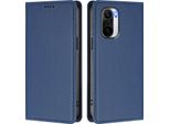 Custodia In Pelle Per Xiaomi Poco F3/Redmi K40/K40 Pro, Custodia Flip Magnetica In Finto Cuoio Con Supporto Blu Scuro
