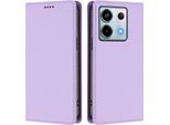 Custodia In Pelle Per Xiaomi Redmi Note 13 Pro 5G, Custodia Flip Magnetica In Finto Cuoio Con Supporto Viola Chiaro