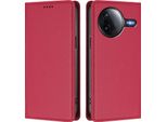 Custodia Per Xiaomi Poco F7 Pro/F7 Ultra, Flip Cover In Finto Cuoio Antiurto Con Custodia Magnetica E Supporto Rosso