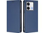 Custodia Per Xiaomi Redmi Note 13 5G, Custodia Magnetica Antiurto In Finto Cuoio Flip Cover Con Supporto Blu Scuro