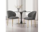 Set Di 2 Sedie Da Sala Da Pranzo Merax, Con Gambe Color Oro, Sedia Da Sala Da Pranzo, Sedia Imbottita, Sedie Da Cucina, Sedia Da Salotto, Sedia Da Toilette, Ciniglia, Grigio