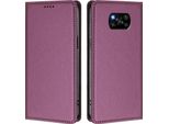 Custodia In Pelle Per Xiaomi Poco X3/Poco X3 Nfc/Poco X3 Pro, Custodia Flip Magnetica In Finto Cuoio Con Supporto Purple
