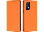 Custodia In Pelle Per Xiaomi Redmi Note 11 Pro 5G/4G/Note 12 Pro 4G, Custodia Flip Magnetica In Finto Cuoio Con Supporto Arancione
