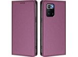 Custodia Per Xiaomi Poco X3 Gt, Custodia Magnetica Antiurto Con Supporto In Finto Cuoio Flip Cover Viola