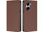 Custodia In Pelle Per Xiaomi Poco X7 Pro, Custodia Magnetica In Finto Cuoio Con Supporto Marrone