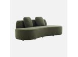 Sweeek - Divano Organico, 3 Posti Con Rivestimento Bouclé - Kaki