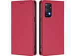 Custodia Per Xiaomi Redmi Note 11 Pro 5G/4G/Note 12 Pro 4G, Flip Cover In Finto Cuoio Antiurto Magnetica Con Supporto Rosso