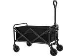 Carrello Da Trasporto - Carrello Pieghevole/Carrello Da Spiaggia - Ruote In Gomma Da 12,7 Cm - Maniglia Regolabile - 2 Portabicchieri - Telaio In Acciaio E Tessuto Oxford - Nero