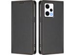 Custodia Per Xiaomi Poco X5 Pro/Redmi Note 12 Pro 5G, Flip Cover In Finto Cuoio Antiurto Magnetica Con Supporto Nero