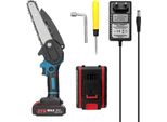 Mini Motosega - Motosega A Batteria 21 V 15 Cm - A Batteria - Motore A Spazzole - 2 Batterie Ricaricabili - Spina Ue - Blu