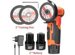 Smerigliatrice Angolare Senza Fili A Batteria - Mini 12 V - Velocità 19.500 Giri/Min - Due Batterie - Motore A Spazzole - Dimensioni 216×84×120 Mm - Arancione