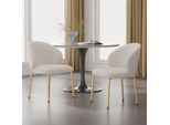 Set Di 2 Sedie Da Sala Da Pranzo Merax, Con Gambe Color Oro, Sedia Da Sala Da Pranzo, Sedia Imbottita, Sedie Da Cucina, Sedia Da Salotto, Sedia Da Toilette, Ciniglia, Beige