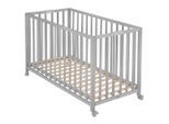 Roba Gitterbett Fold Up , Taupe , Holzwerkstoff , Schichtholz , 64.5x77x123 cm , höhenverstellbar , Babymöbel, Babybetten, Gitterbett