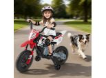 COSTWAY 12V Kinder Motorrad elektrisch, Eletromotorrad mit Fußpedalen, abnehmbaren Stützrädern&Musik, Kindermotorrad, 3-5 km/h, für Kinder 3+ Rot