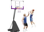 VEVOR tragbarer Basketballständer, max. 3,05 m höhenverstellbarer (manuell) Basketballkorb, Basketballanlage mit 1219,2 mm PC-Rückwand, Basketballkorsystem Backboard-Set für Terrassen Schulen