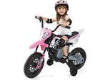 COSTWAY 12V Kinder Motorrad elektrisch, Eletromotorrad mit Fußpedalen, abnehmbaren Stützrädern&Musik, Kindermotorrad, 3-5 km/h, für Kinder 3+ Rosa