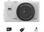 INF Weiße 5K Digitalkamera mit 32GB Karte, Type-C Adapter & USB Reader