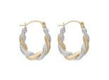 Paar Creolen Firetti "Schmuck Geschenk Gold 375 Ohrschmuck Ohrringe Bicolor", Gelbgoldfarben, WeißGoldfarben, Ohrringe, Damen, Gelbgold 375