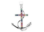 KettenanhäNger Adelia´S "Moderner Anker AnhäNger Aus 925 Sterling Silber", Bunt, SchmuckanhäNger, Damen, Silber 925 (Sterlingsilber), KettenanhäNger